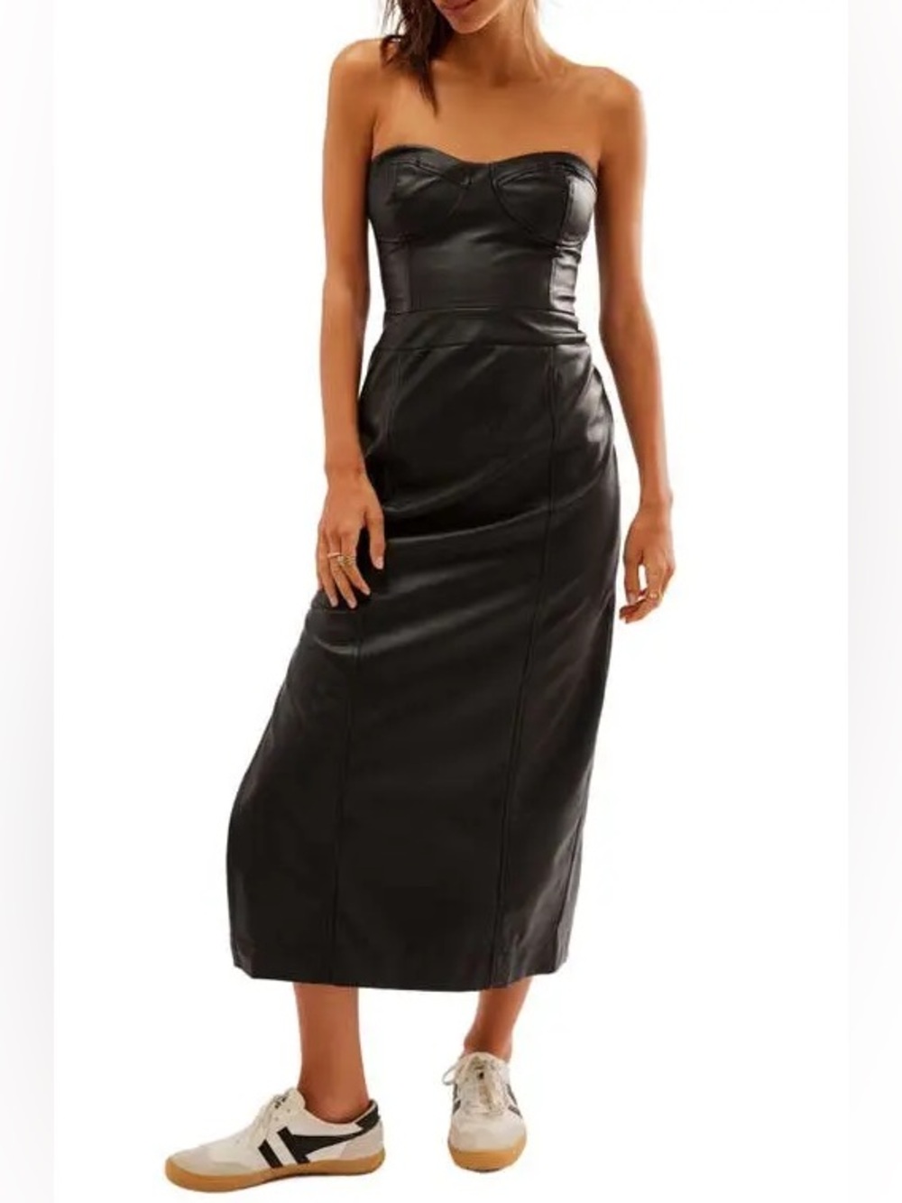 FREE PEOPLE Mira Corset Faux Leather Dress
